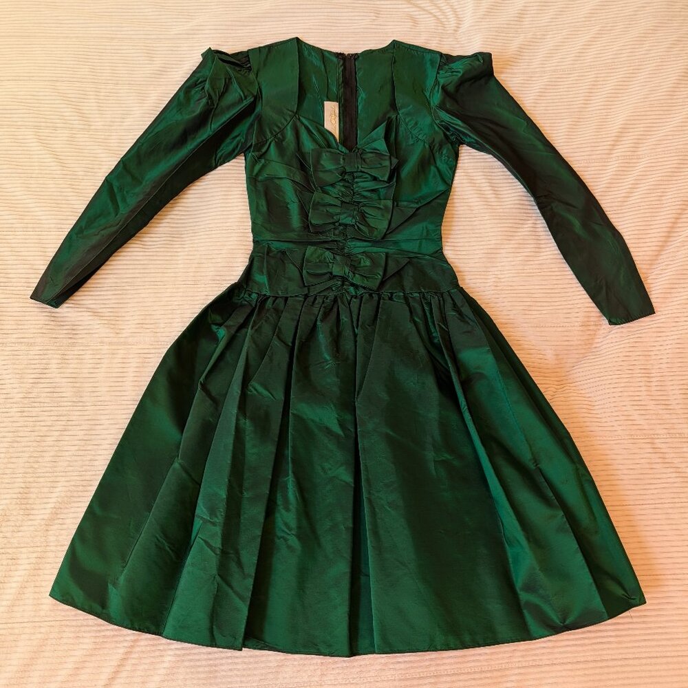 VINTAGE Bridal Collections emerald green taffeta formal dress 6 mad in USA ILGWU